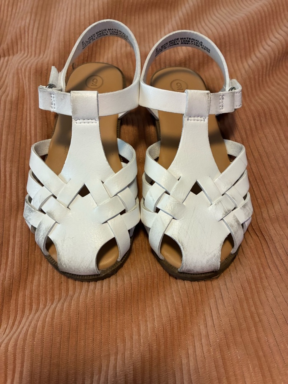 Cat & Jack White Braided T-Strap Sandals for Kids